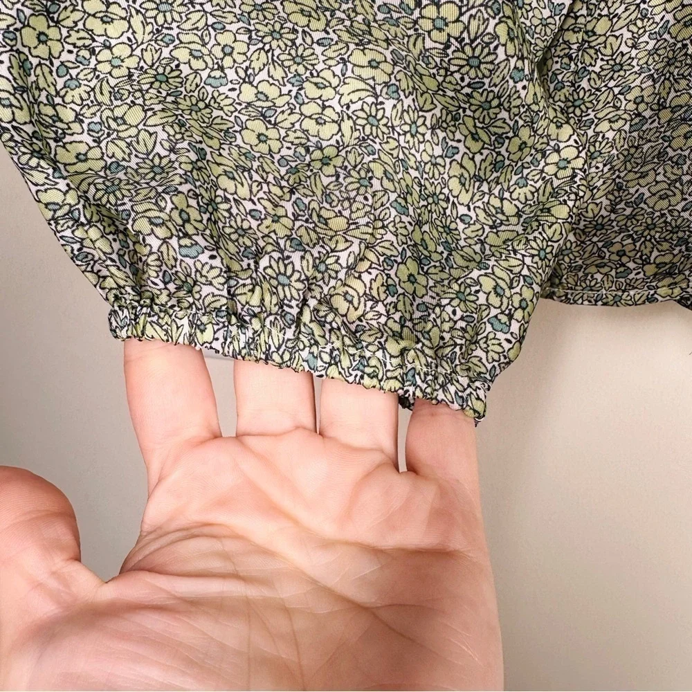 NWOT J.Crew Drapey Tie Front Top in Green Country Floral M
